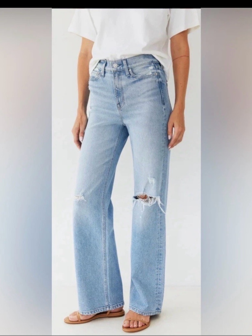 AYR Secret Sauce Light Blue Distressed Wide-Leg Jeans Size 25S